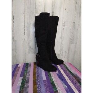 Seychelles Minerva Black Faux Suede Zip Up Wedge Heel Boot 8M